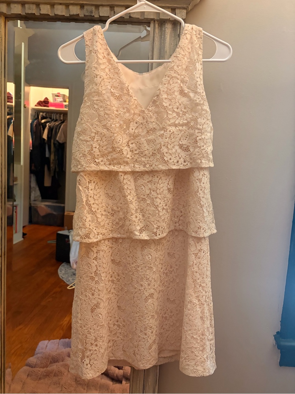 Tiered Lace Dress — Blush/Cream